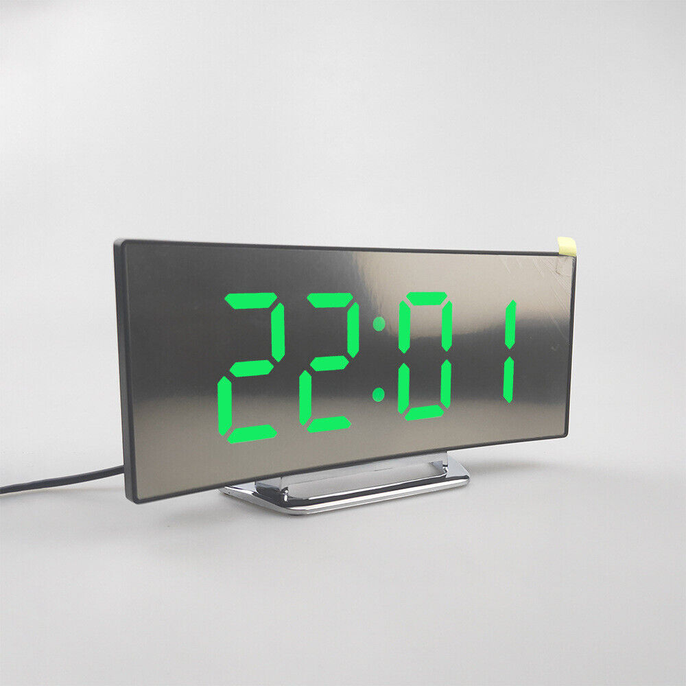 LED Digital Alarm Clock USB Temperature Curved Display Snooze Bedside Modern Hot - Image 4
