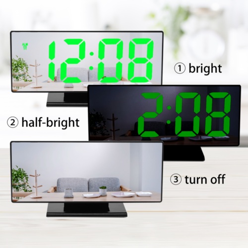 LED Digital Alarm Clock USB Temperature Curved Display Snooze Bedside Modern Hot - Image 7
