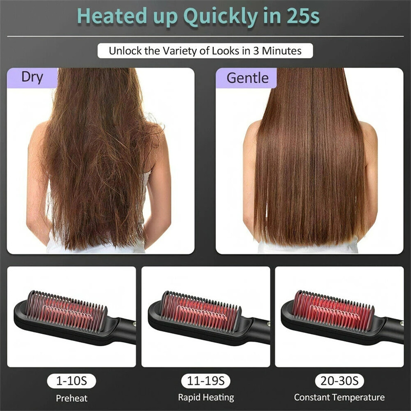 New 2 In 1 Hair Straightener Hot Comb Negative Ion Curling Tong Dual-purpose Electric Hair Brush - Image 3