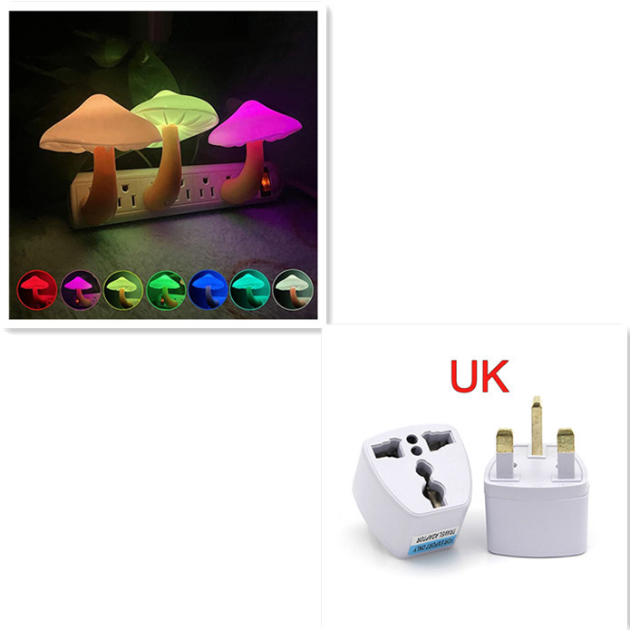 LED Night Light Mushroom Wall Socket Lamp EU US Plug Warm White Light-control Sensor Bedroom Light Home Decoration - Image 3