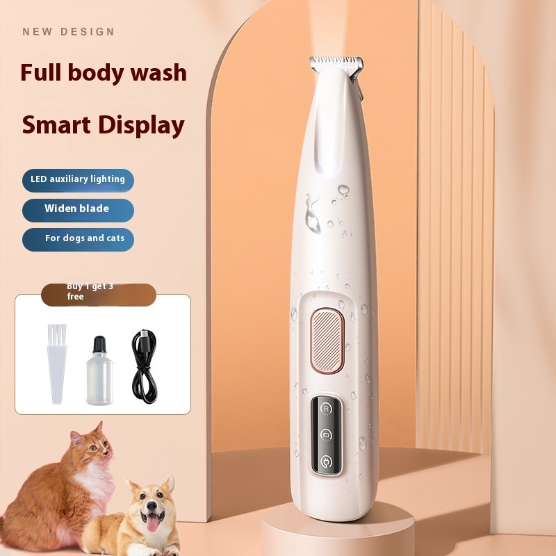 Pets Dog Paw Trimmer With LED Light Fully Waterproof Pet Hair Trimmer With LED Display Dog Clippers For Grooming Widen Blade - Image 7
