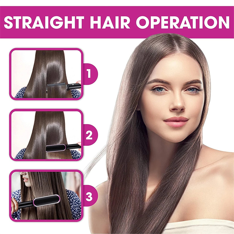 New 2 In 1 Hair Straightener Hot Comb Negative Ion Curling Tong Dual-purpose Electric Hair Brush - Image 7