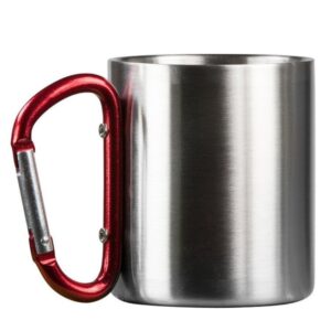 Portable Stainless Steel Cup For Camping Traveling Outdoor Cup With Handle Carabiner Climbing Backpacking Hiking Cups 200ml