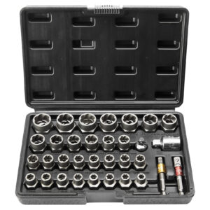 VEVOR Bolt Extractor Set, 29-Piece Bolt And Nut Remover Set, 6mm To 10mm, , CR-MO Steel Extraction Socket Set With Storage Case, For Removing Damaged Rusted Bolts, Nuts And Screws
