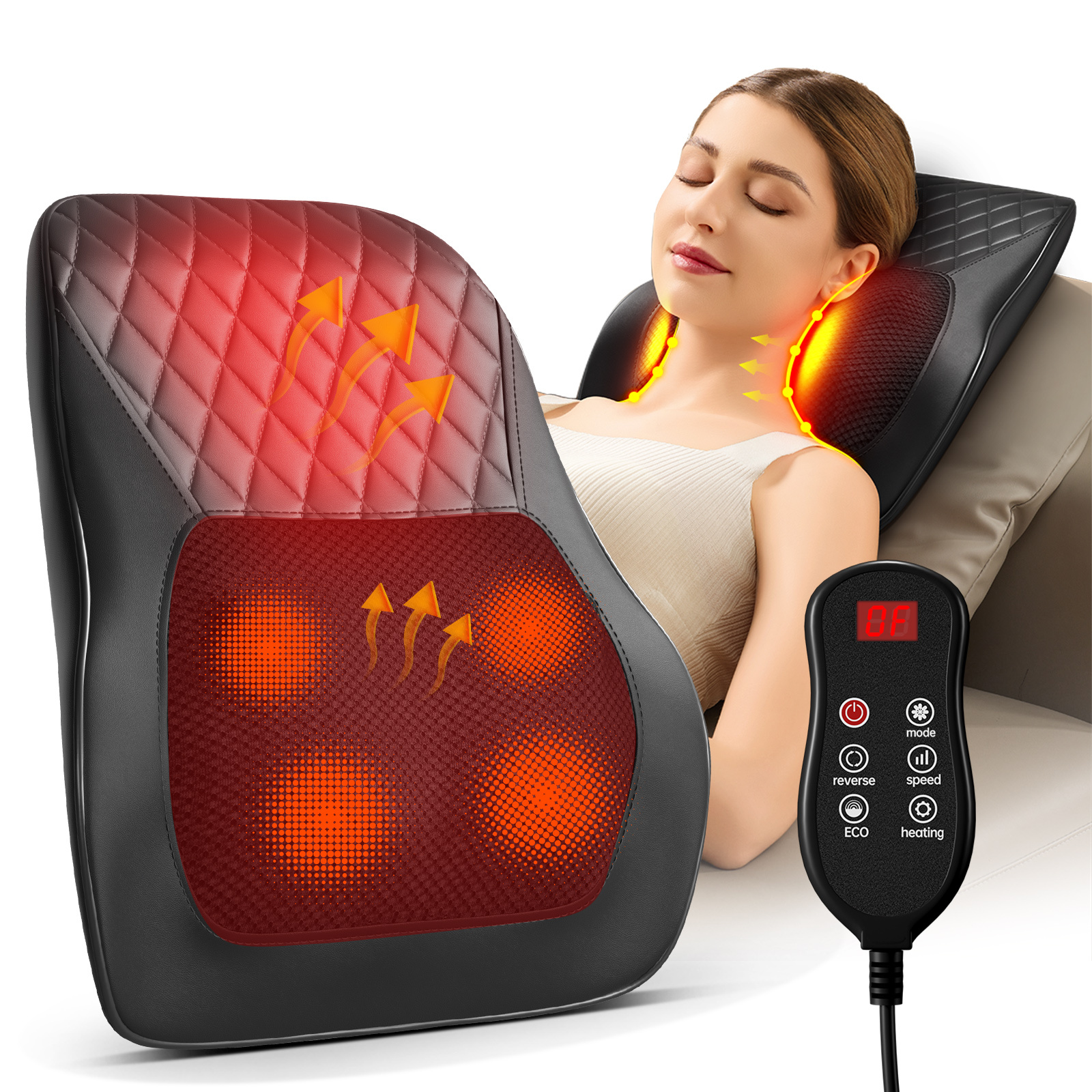 Waist & Back Full Body Massager, Heated Massager For Back, Neck, Shoulders & 3 Adjustments,