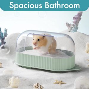 MEWOOFUN Hamster Sand Bath Set - Dual-Use Container & Bowl For Hamsters, Mice & Small Pets, Cage Accessories Green