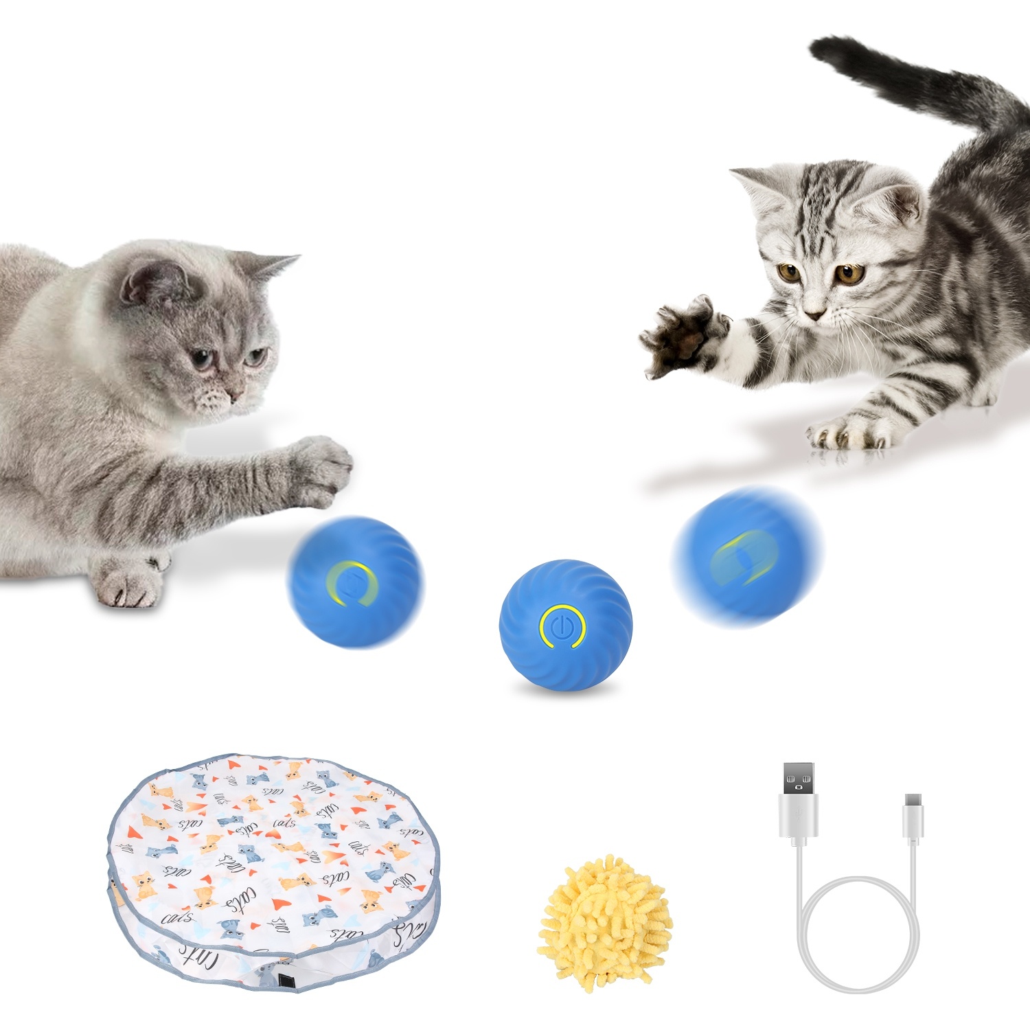 Cat Toys Ball Fast Rolling In Pouch Rechargeable Motion Activated Interactive Cat Toys For Indoor Cats Hide And Seek Mouse Catching Game - Image 8