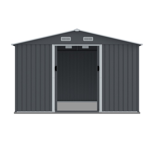 Outdoor Storage Shed 8 X 10 FT Large Metal Tool Sheds Heavy Duty Storage House With Sliding Doors With Air Vent For Patio Lawn To Store Bikes Tools, Lawnmowers Grey - Image 4