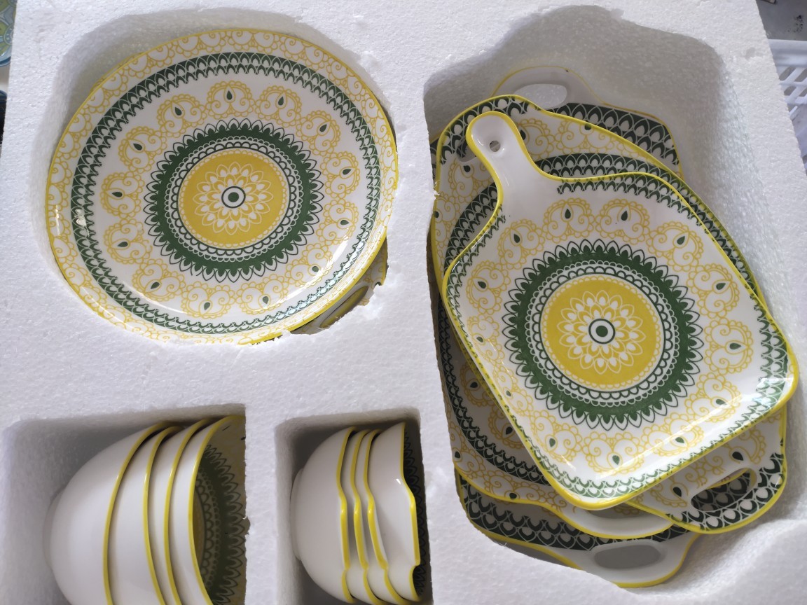 Bohemian Ceramic Plates Cutlery Set Color Box Packaging - Image 4