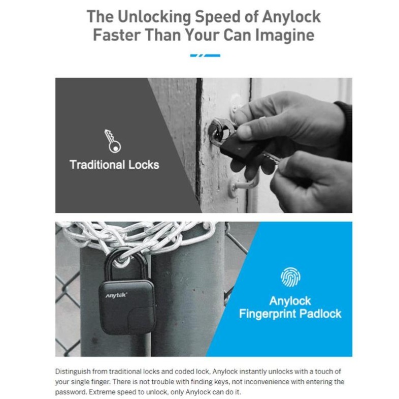 Smart Lock Waterproof L3 Fingerprint Padlock - Image 5