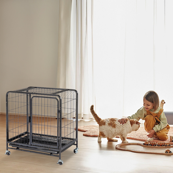 62x44x66cm Assembled Square Tube Wire Black Cat And Dog Cage - Image 4