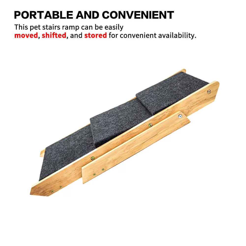 Wood Pet Stairs Pet Steps Foldable 3 Levels Dog Stairs Ramp Perfect For Beds And Cars Portable Dog Cat Ladder Up To 110 Pounds - Image 6