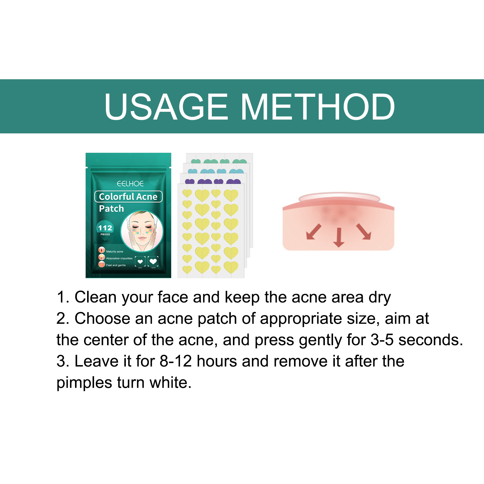 EELHOE Love Acne Patch Gentle Cleansing Acne Patch Fades Facial Acne Marks And Spots Facial Cleansing Care - Image 6
