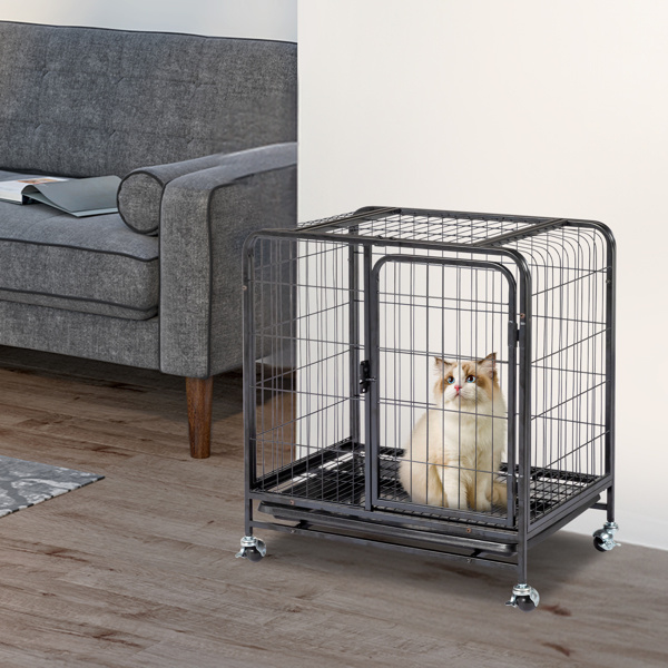62x44x66cm Assembled Square Tube Wire Black Cat And Dog Cage - Image 5