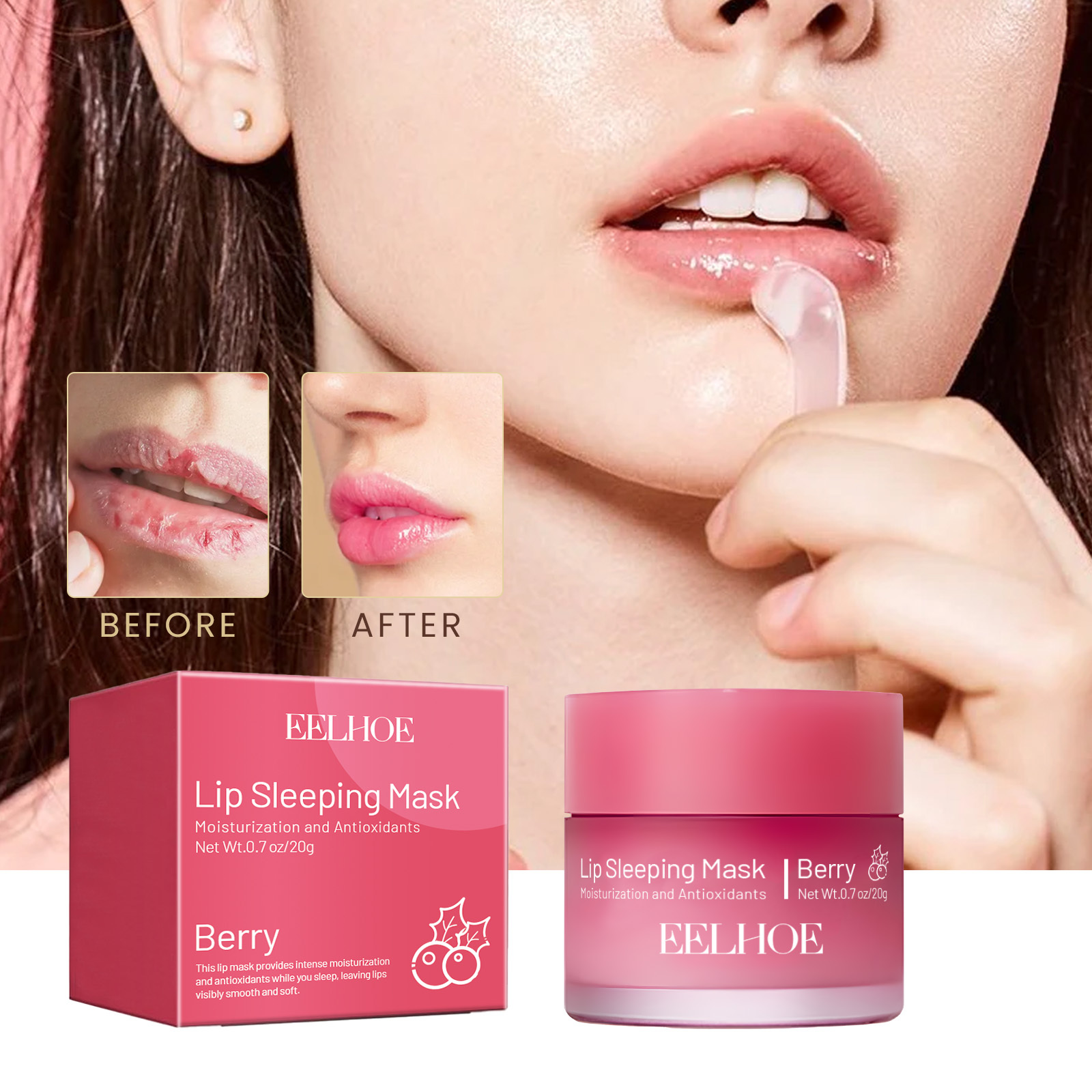 EELHOE Lip Sleeping Mask Moisturizing Hydrating Gentle Exfoliating Dead Skin Plumping Full Smooth Lip Mask - Image 3