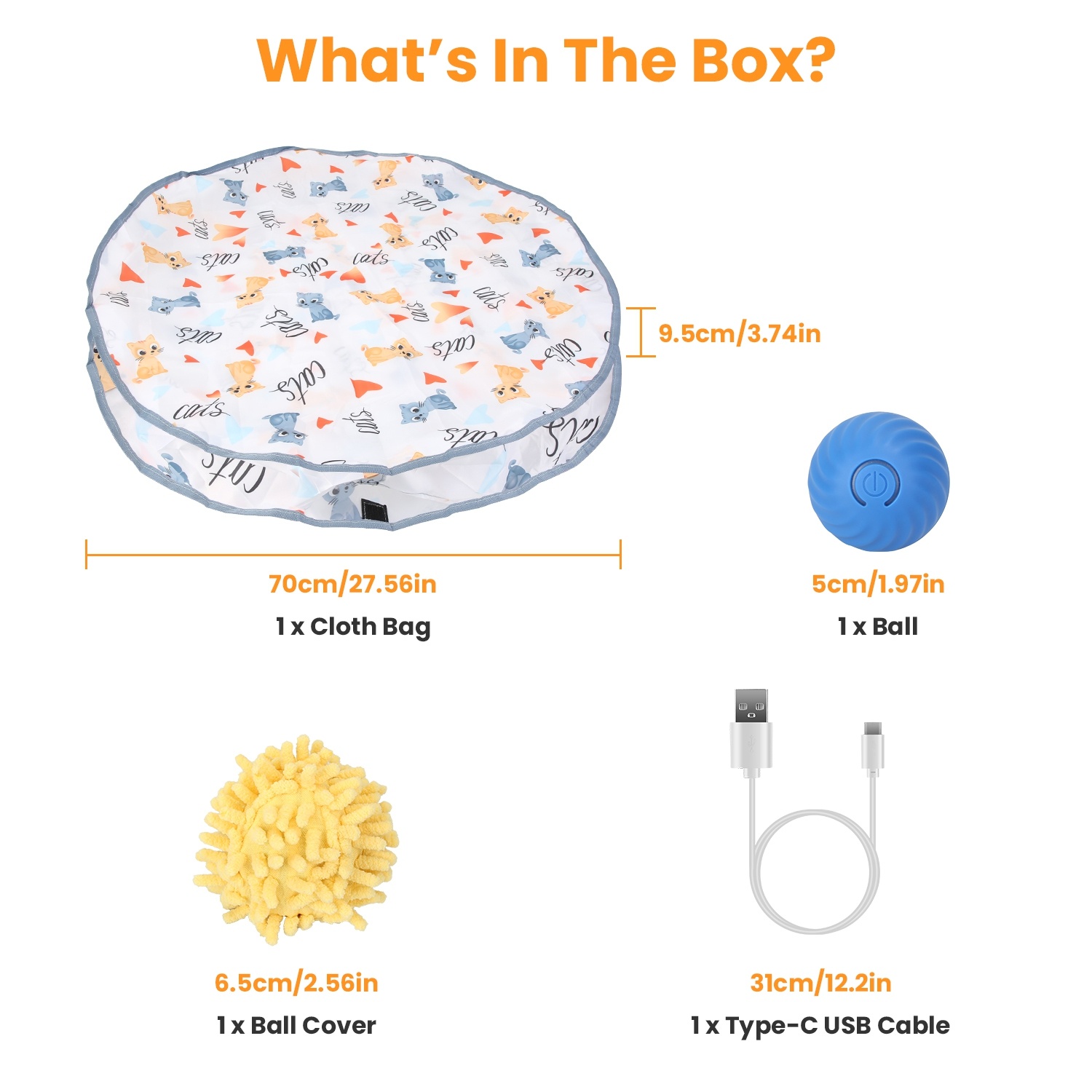 Cat Toys Ball Fast Rolling In Pouch Rechargeable Motion Activated Interactive Cat Toys For Indoor Cats Hide And Seek Mouse Catching Game - Image 4