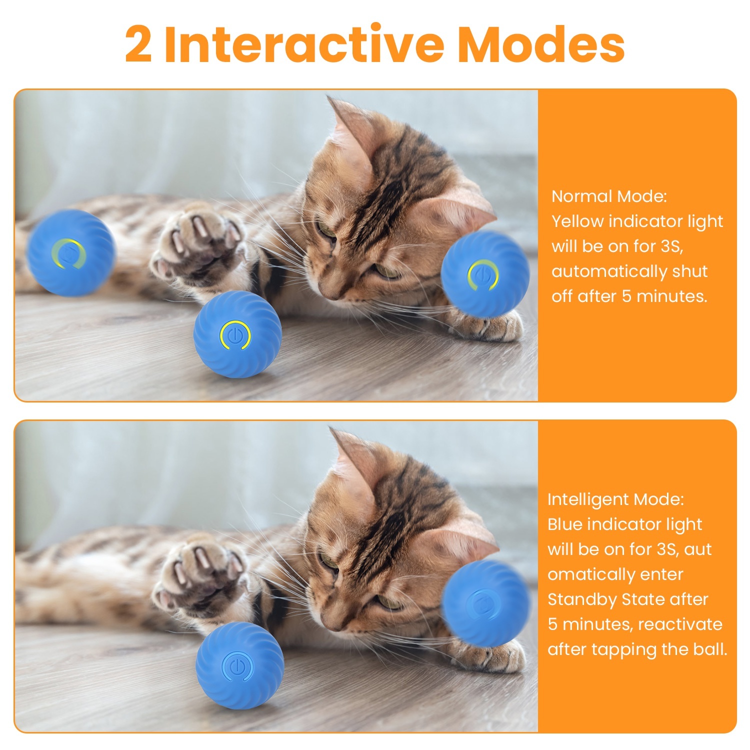 Cat Toys Ball Fast Rolling In Pouch Rechargeable Motion Activated Interactive Cat Toys For Indoor Cats Hide And Seek Mouse Catching Game - Image 6