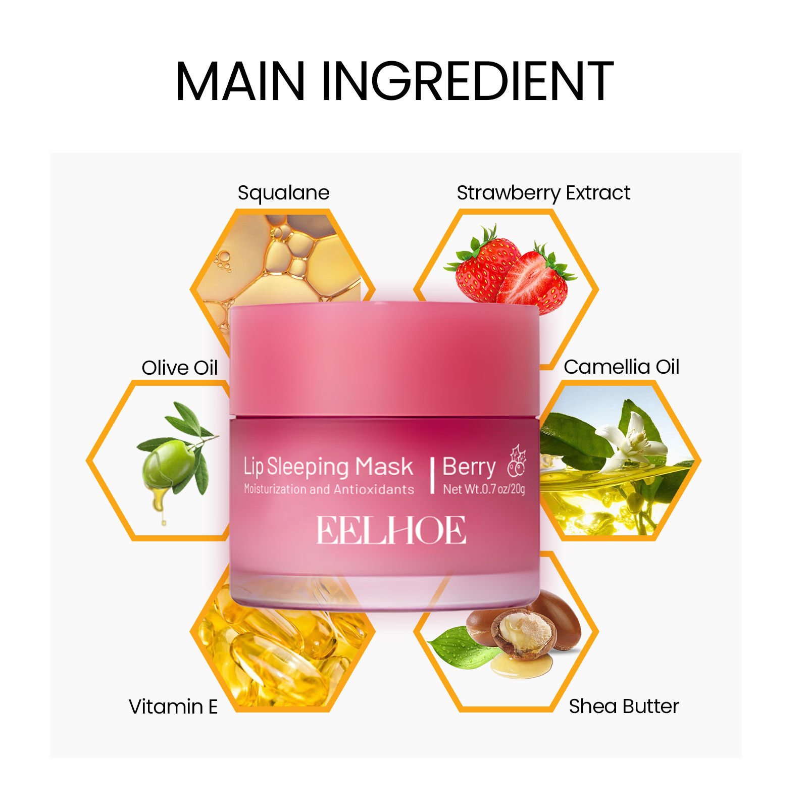 EELHOE Lip Sleeping Mask Moisturizing Hydrating Gentle Exfoliating Dead Skin Plumping Full Smooth Lip Mask - Image 2