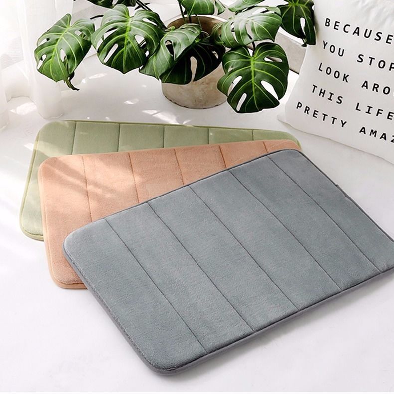 Home Bath Mat Coral Fleece Bathroom Carpet Water Absorption Non-slip Memory Foam Absorbent Washable Rug Toilet Floor Mat - Image 4