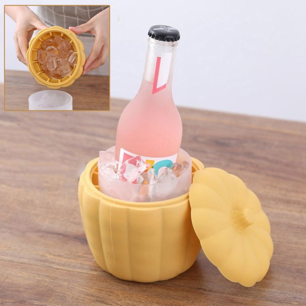 2-in-1 Pumpkin Ice Cube Maker Silicone Multi-functional Ice Bucket Portable Ice Cube Tray For Chilling Bar Cocktail Whiskey