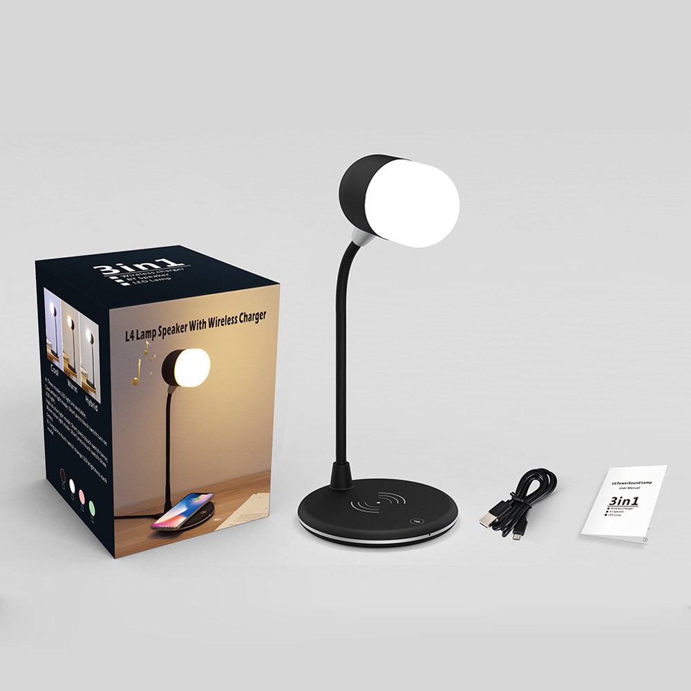 3 IN 1 Desk Lamp With Qi Wireless Charger 5W Bluetooth Speaker USB Dimmable For Bedroom - Image 7